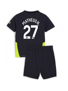 Manchester City Matheus Nunes #27 Replika Borta Kläder Barn 2024-25 Kortärmad (+ byxor)